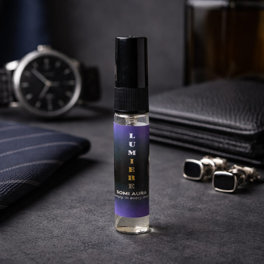 LUMIÈRE luxury oil perfume — rose, mandarin, sweet pear — SOMI AURA
