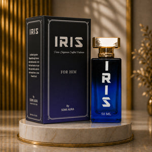 IRIS luxury packaging — iris, violet leaf, grapefruit — SOMI AURA