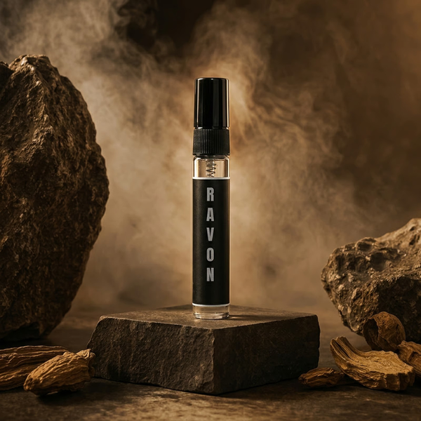 RÀVON luxury oil perfume — coffee, pink pepper, cedarwood — SOMI AURA