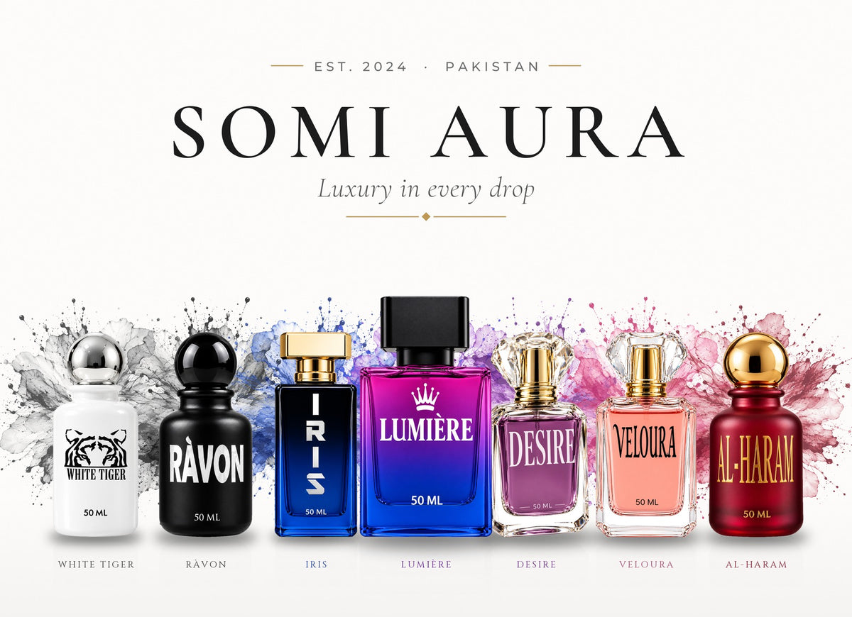 SOMI AURA luxury oil perfumes – all seven fragrances, Pakistan