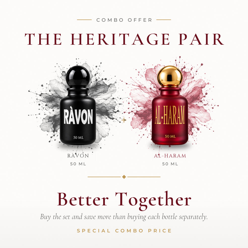 The Heritage Pair combo offer – RÀVON and AL-HARAM oil perfume gift set Pakistan