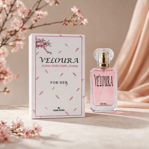 VELOURA perfume collection — coffee, jasmine, vanilla — SOMI AURA
